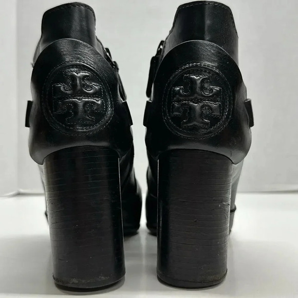 Tory Burch Colton Bootie 85 MM Galleo Leather Black Heeled Boots 50902 Size 10 - Picture 5 of 13